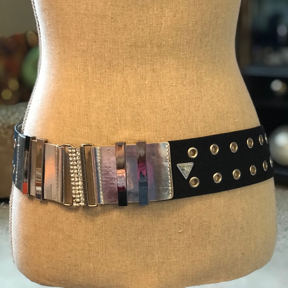 Guess black and silver belt